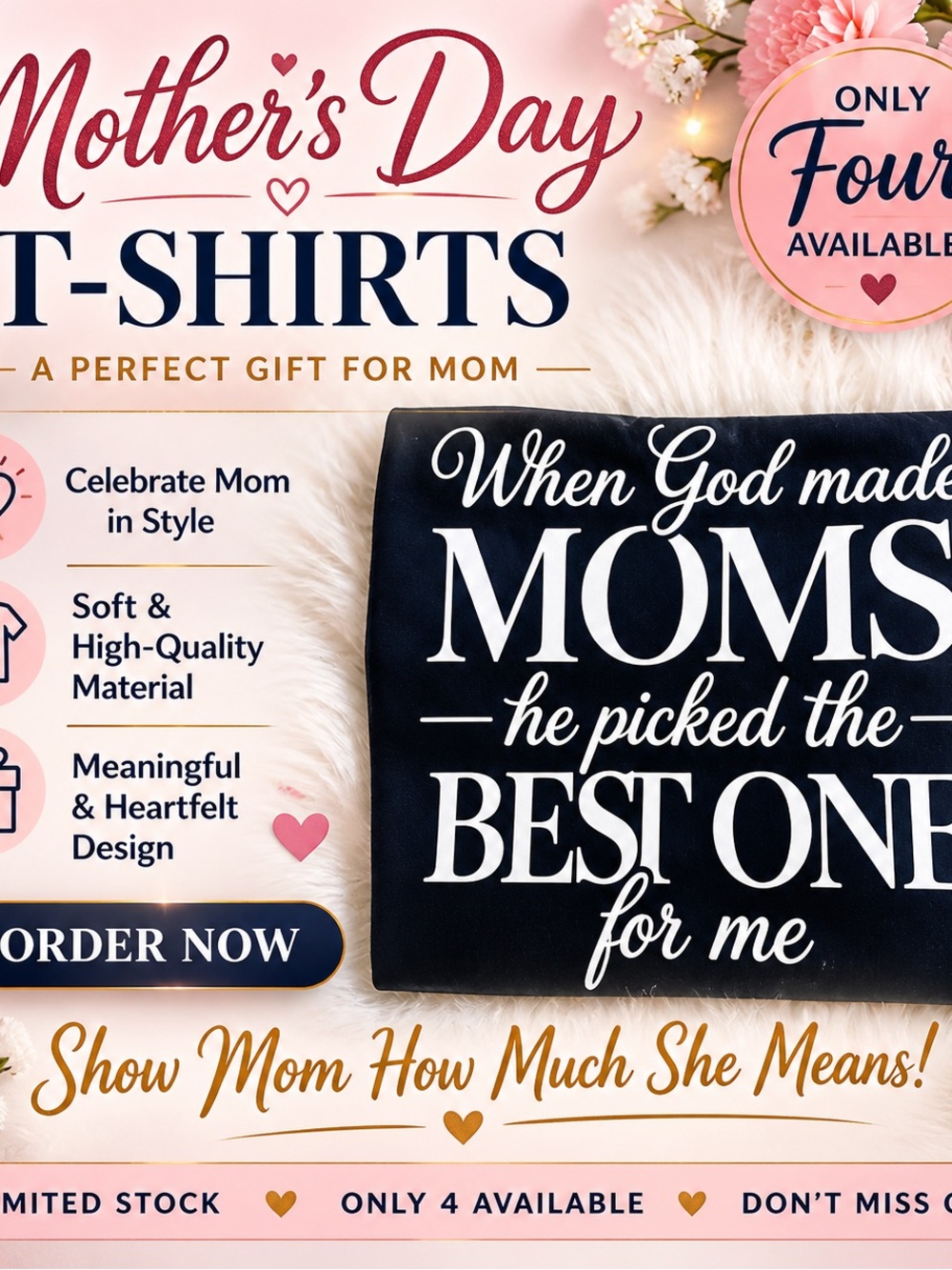Black "When God Made Moms" Short-Sleeve woman T-Shirt